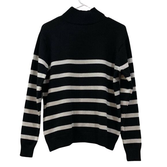 Sweater, Pullover Mock, Black/Ivory Tan, Size L - Picture 4 of 9